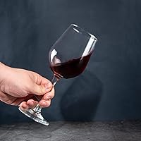 Vista 4 de Juego de 8 copas de vino totalmente templadas, 15.5 onzas, duraderas, aptas para bodas, fiestas, lavavajillas