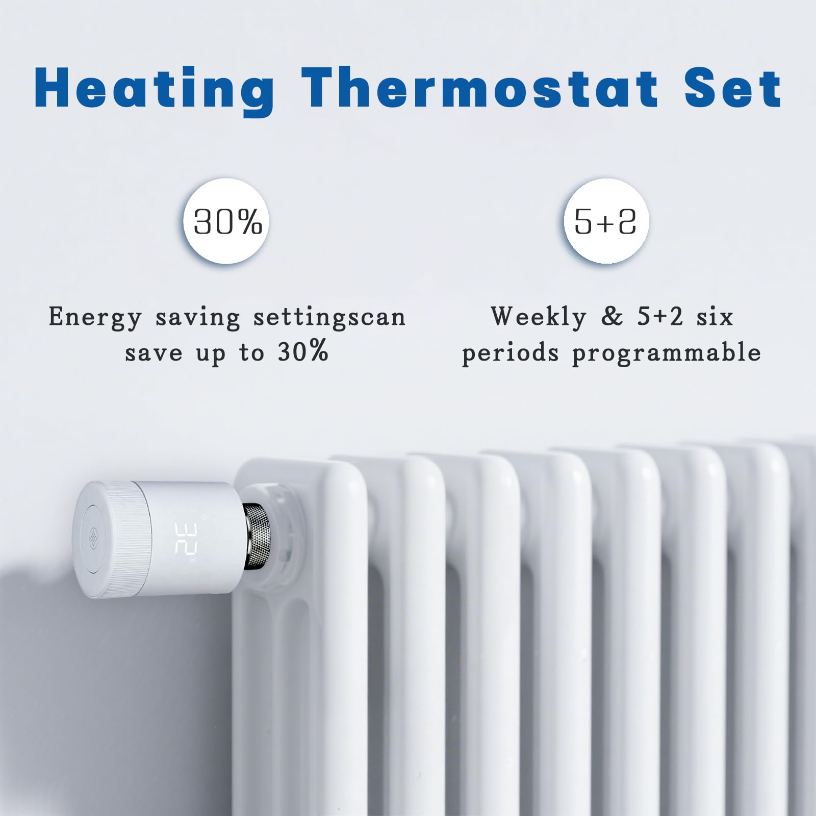 Termostato intelligente per termosifone, valvola termostatica LED, WiFi, termostato programmabile, controllo del riscaldamento, compatibile con Alexa/Google Home/Tuya/Smart Life