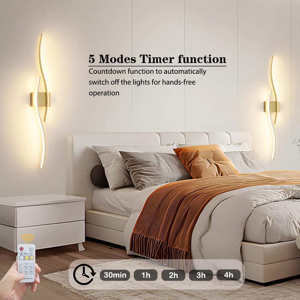 Modern Gold Bathroom Light Fixtures, LED Vanity Light with Remote Control, Bathroom Vanity Light Fixture Over Mirror, Wall Lights for Bedroom, 40.5 inch Wall Sconce Lighting for Home, Living Room