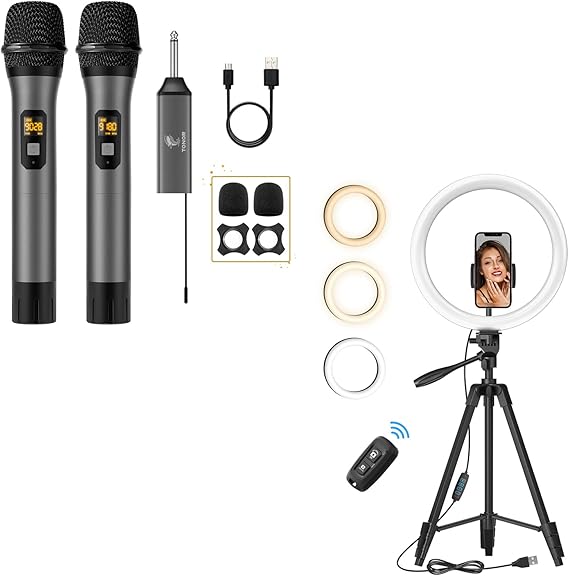 tonor 12 large selfie ring light with stand trl 20 and wireless microphone tw 630