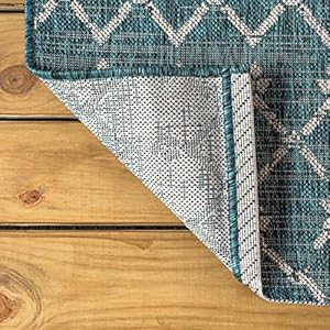 JONATHAN Y SMB108C 3 Ourika Moroccan Geometric Textured Weave Indoor Outdoor Area Rug Bohemian Rustic Scandinavian Easy CleaningBedroomKitchenBackyardPatioNon Shedding TealGray 3 X 5