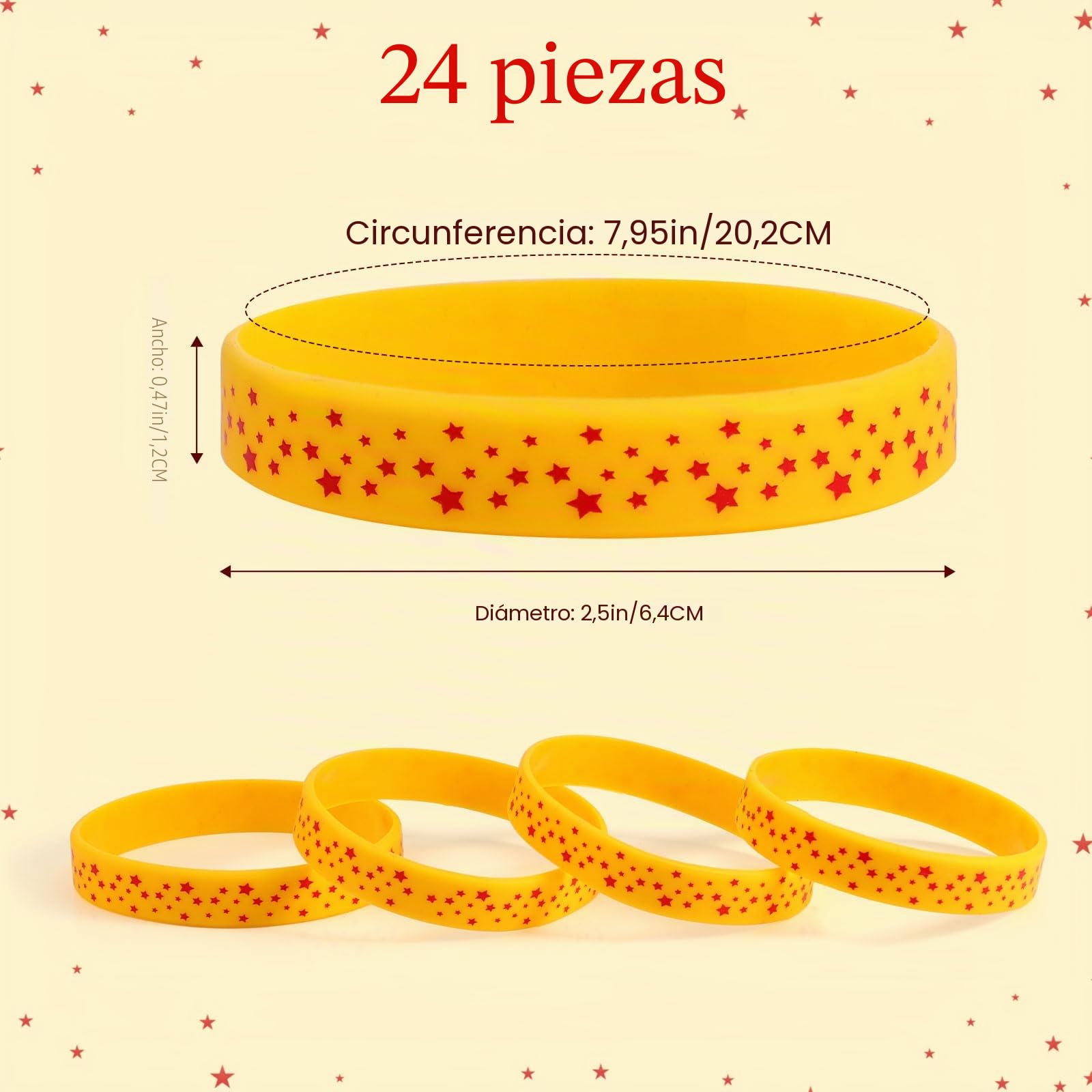 SAVITA 24uds Pulseras Bolas de 7 Estrellas, Pulseras Silicona con Temática Anime con Estampado Estrellas Decoraciones para Fiestas Cumpleaños Anime de Dibujos Animados