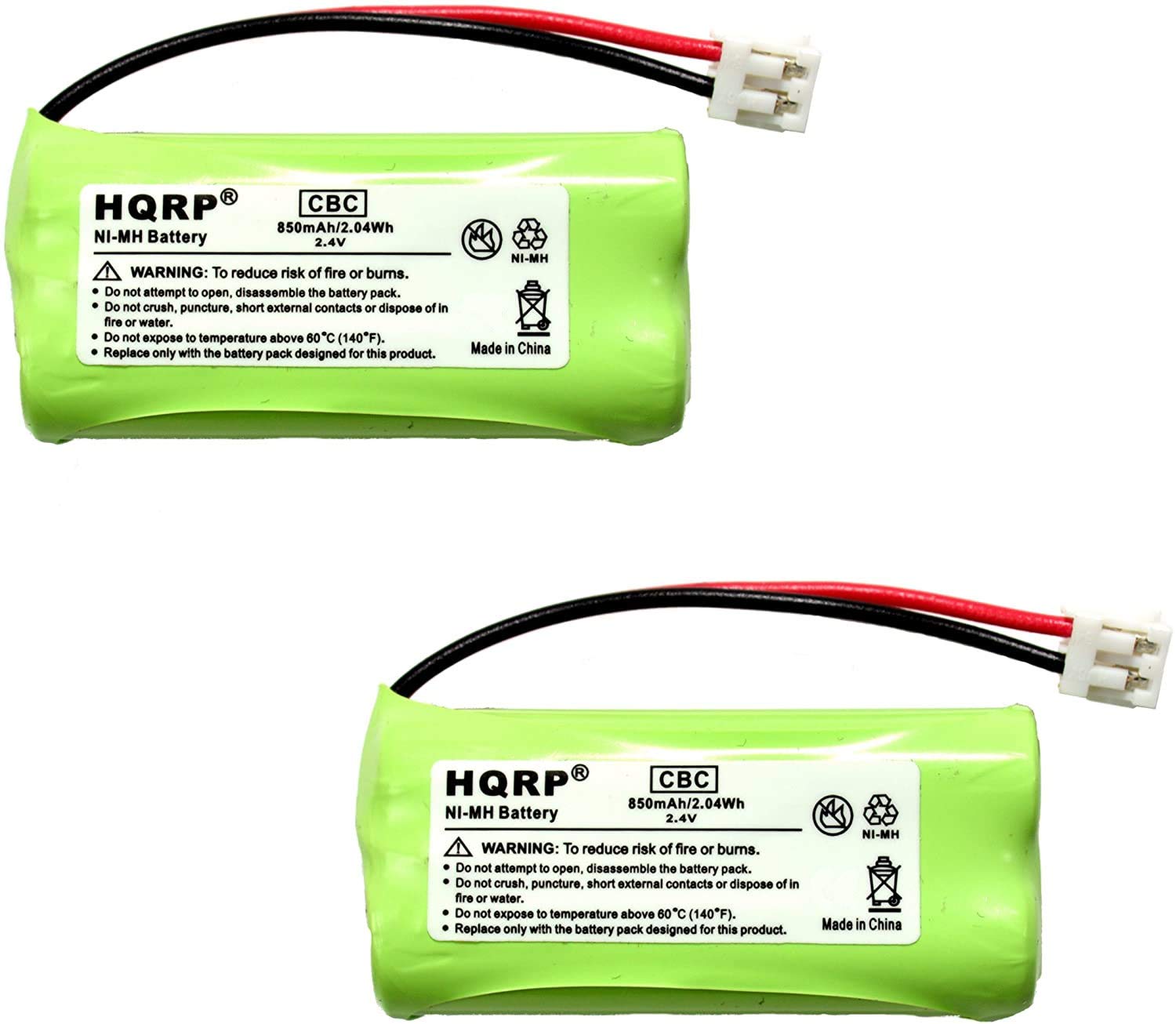 HQRP 2 Pack Phone Battery Compatible with VTech DS6222-4 / DS 6222-4, DS6222-5 / DS 6222-5 Cordless Telephone