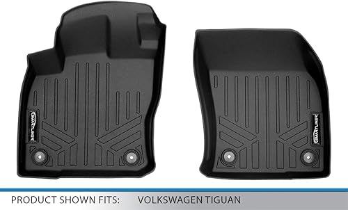 Miniatura 4 de SMARTLINER Juego de tapetes de piso de ajuste personalizado de primera fila, color negro, compatibles con Volkswagen Tiguan 2018-2023, todos los