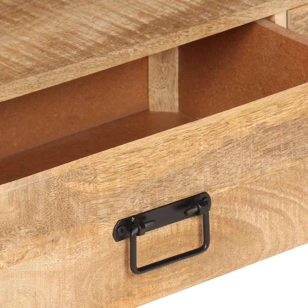 Meuble TV 150 cm Bois de Manguier Massif Rustique, Buffet Salon avec 3 Tiroirs, Armoire Média Moderne pour Téléviseur, Console Salle de Séjour Durable et Élégante
