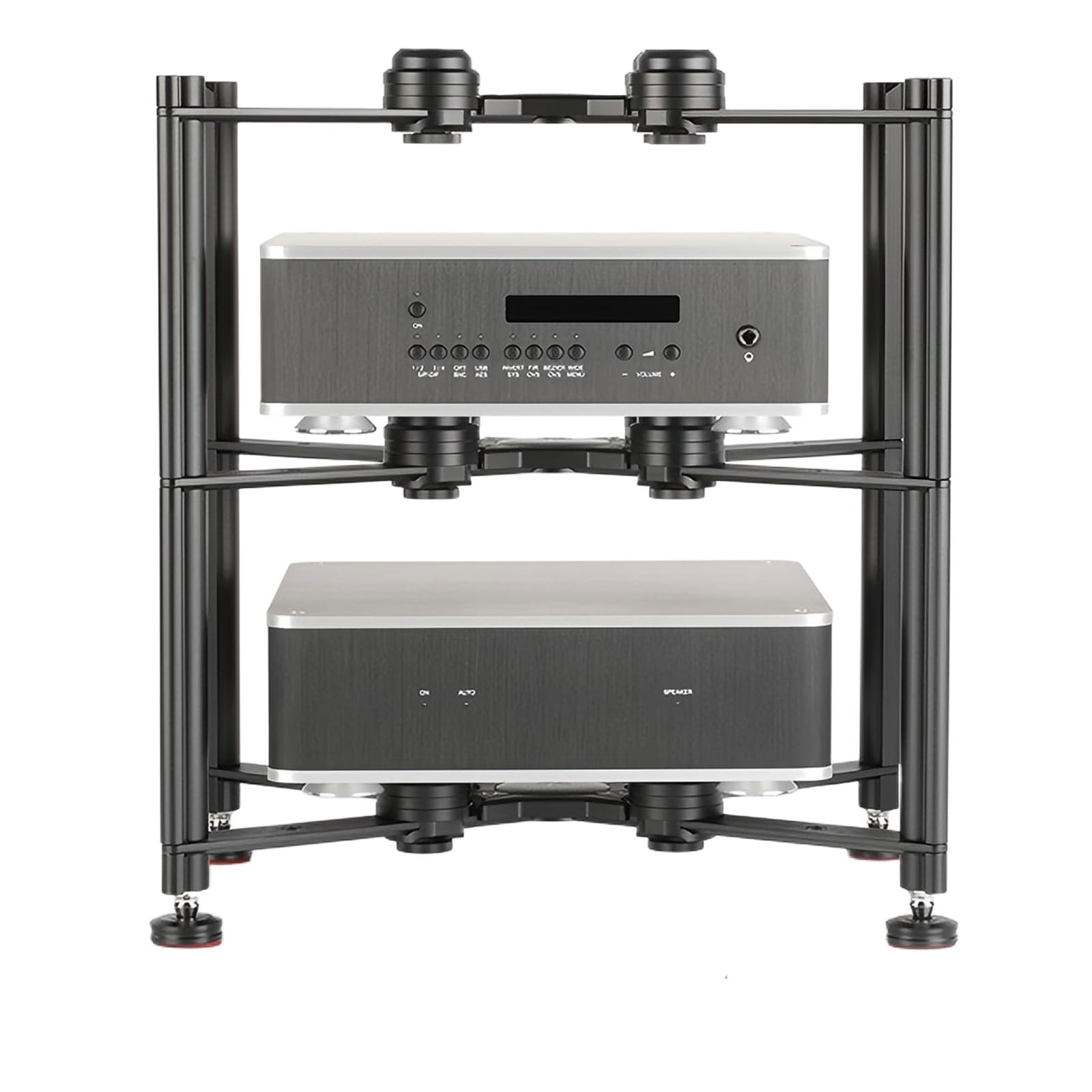 Étagère d'angle à 4 niveaux en métal pour matériel audio-vidéo et équipement audio-vidéo - Armoire stéréo pour équipement informatique - 38 cm de haut