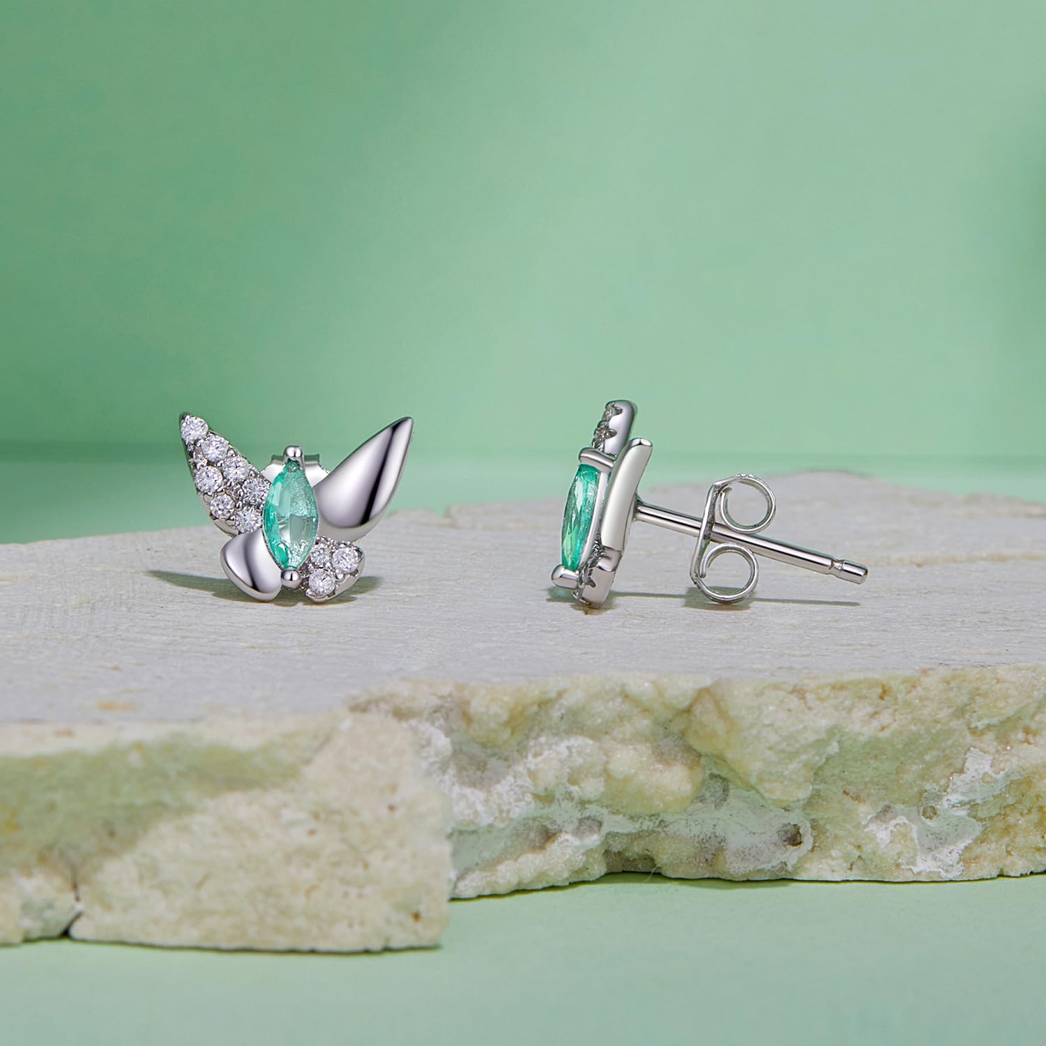 YDYDTTKD Libelle Bunte minimalistische echte 925 Sterling Silber kleine süße Schmetterling kleine Knorpel Ohrstecker für Frauen Teenager Mädchen kleine