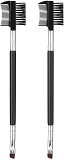 2 PCS Duo Eyebrow Brush, Angled Eyebrow Brush & Eyelash Comb Set Professional Eye Powder Foundation Brush