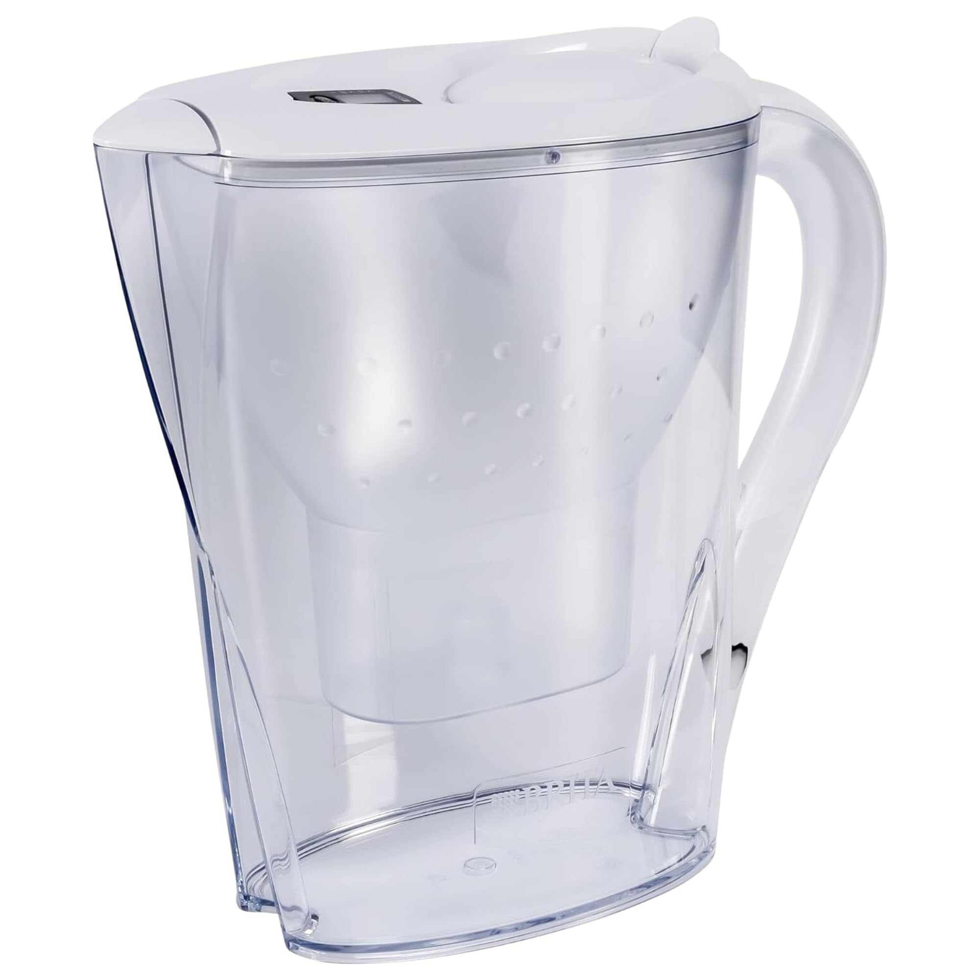 Caraffa Filtrante Marella per acqua, Bianco (2.4l) - incl. 1 Filtro MAXTRA PRO per la riduzione di cloro, calcare e impurità + Cartuccia filtro acqua MAXTRA PRO All-in-1 Confezione da 6 (semestrale)