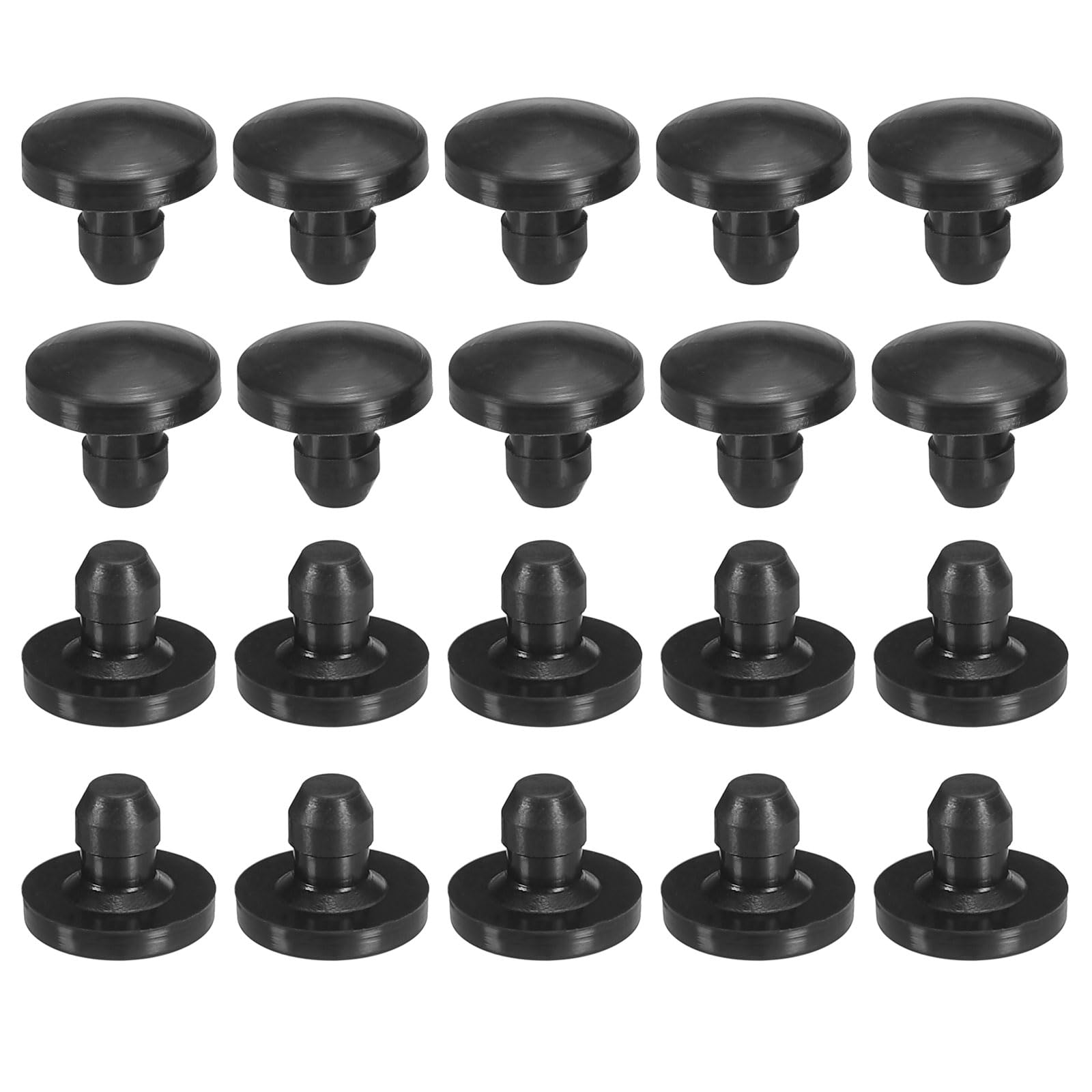 PATIKIL Silicone Snap in Locking Hole 3mm/0.12inch, 20 Pack Protective Cover Cap Head for Locking Furniture Hole Plugs, Black