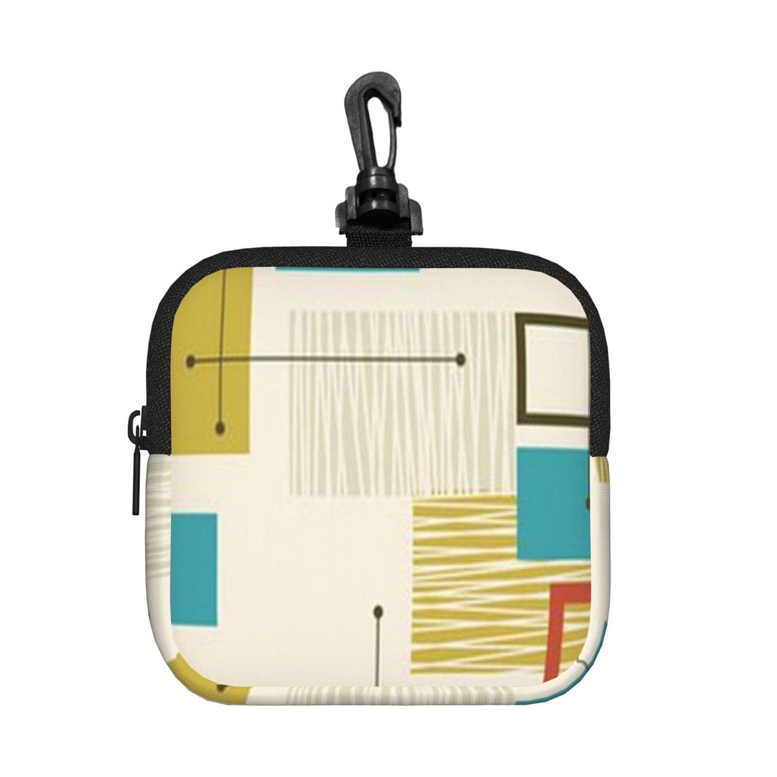 Mid Century Modern Print Square Storage Bag Travel Toiletry Cosmetic Organizer Pouch Lightweight Reusable