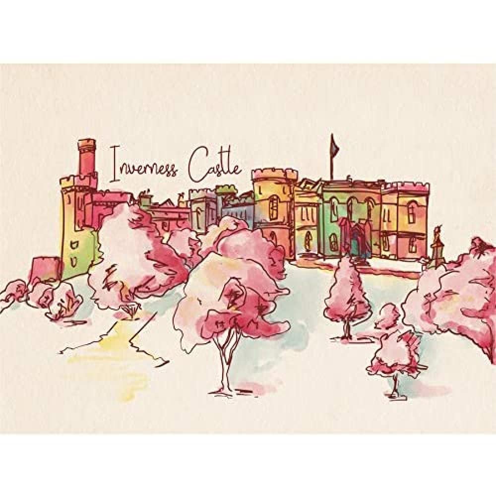 Wee Blue Coo Inverness Castle Highland Scotland Scottish Watercolour Art Print