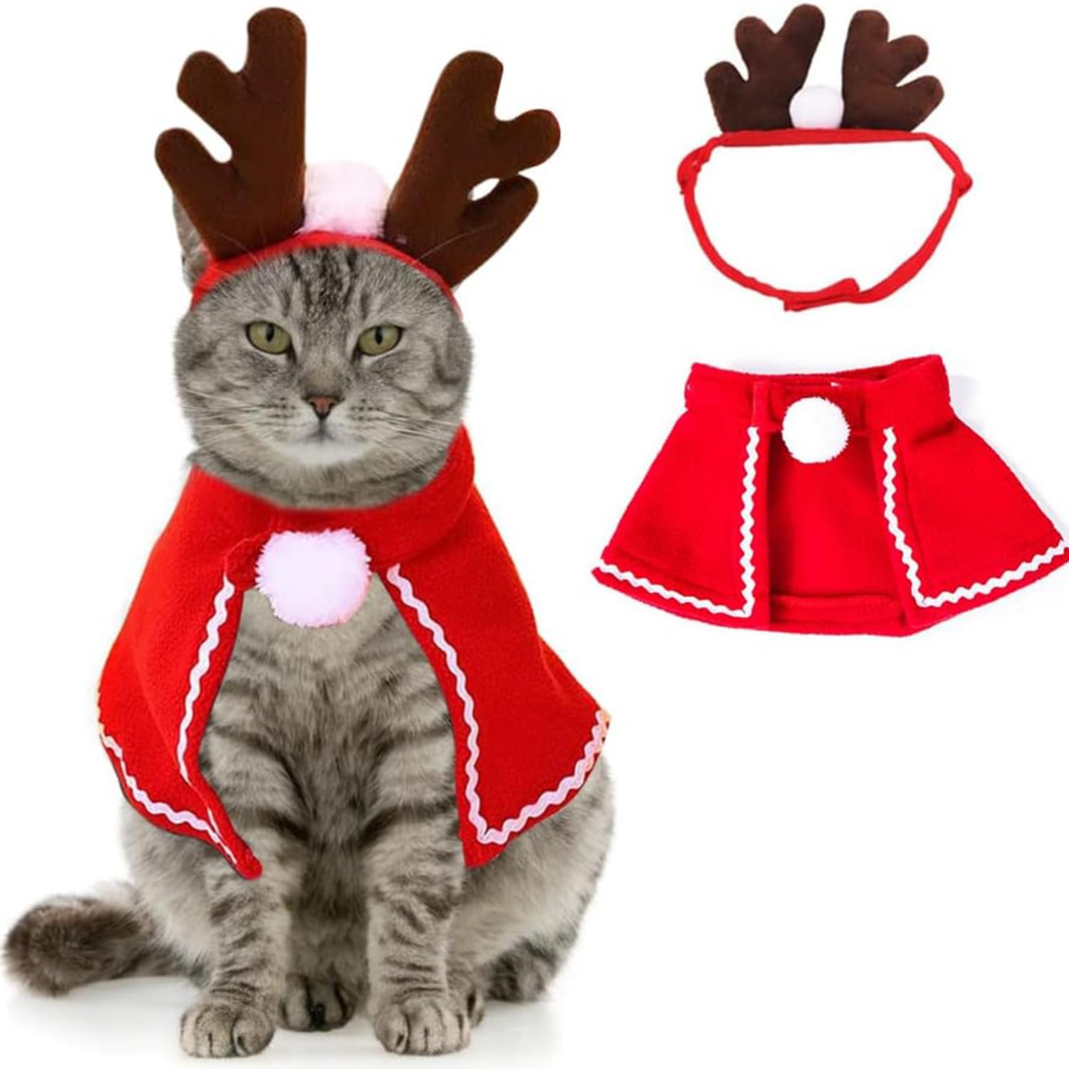Costume Natale Per Cani E Gatti - Felpa Con Cappuccio Invernale Con Motivo Natalizio