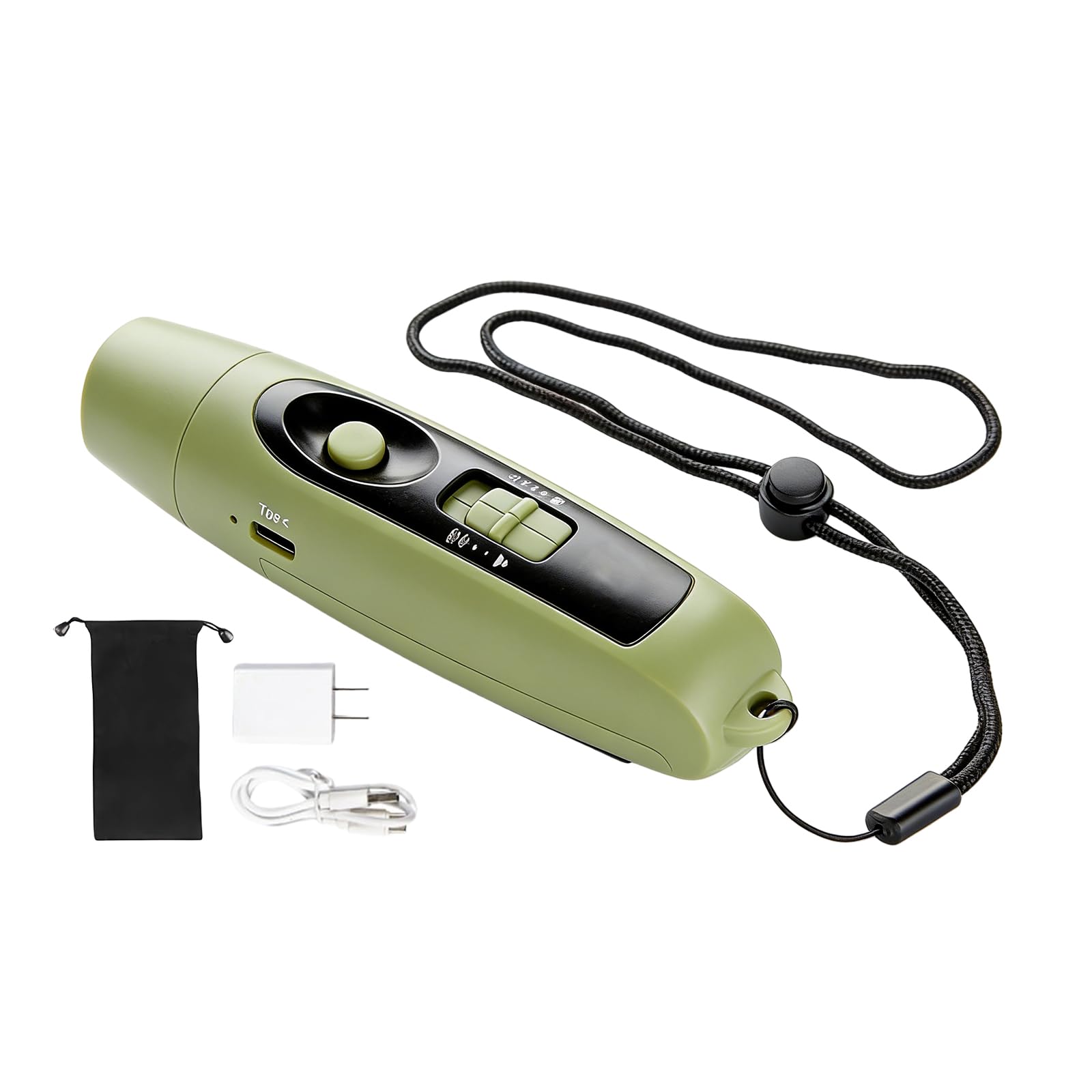 Elektronische Pfeife mit LED, 3 Töne & 2 Lichtmodi, USB-aufladbare Schiedsrichterpfeife, Laute Signalpfeife für Trainer, Polizei, Lehrer & Outdoor (Grün)