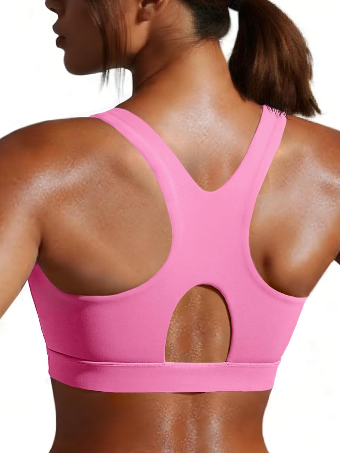 Aoysky Womens Racerback Sports Bras Padded Workout Low Impact Scoop Neck Yoga Top Wireless Athletic Cropped Tank Tops