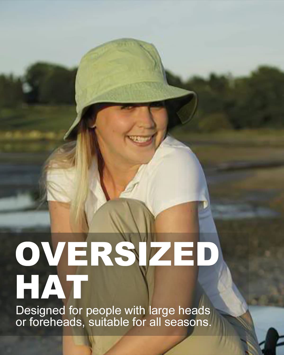 Feng Shui， Sombreros para el Sol L/XL/XX-Large,Sombreros de Pesca Reversibles Grandes,Sombrero de Pescador con protección UV de Doble Cara para Golf, Senderismo al Aire Libre