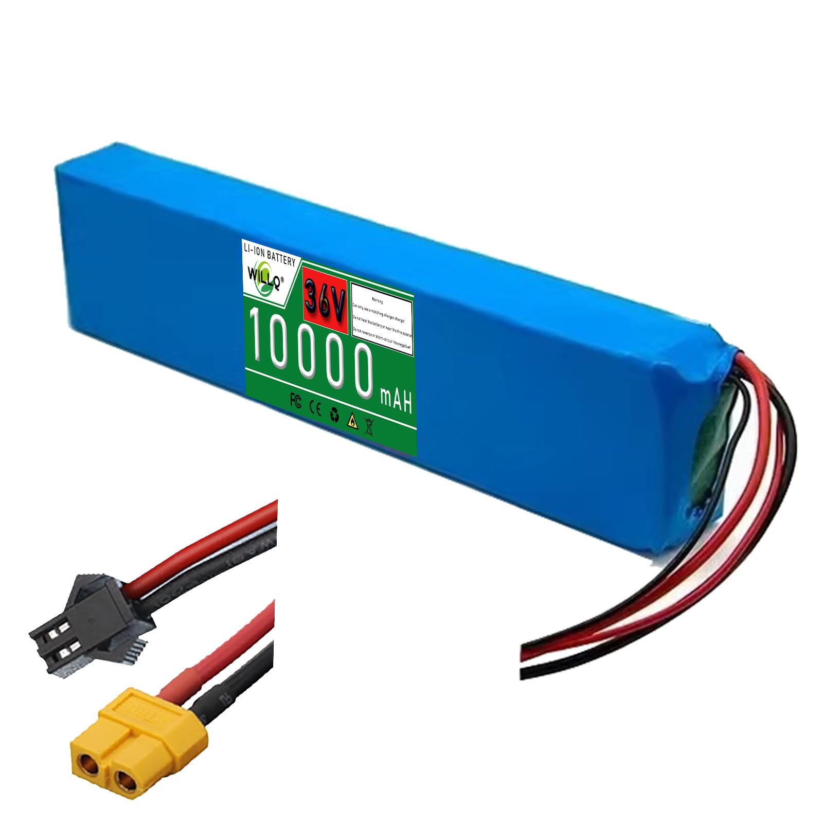Batterie au Lithium 36 V 10 Ah (10 000 mAh) pour Trottinette électrique | Batteries remplacement gaine PVC avec BMS pour kit moteur de vélo pliant – Divers connecteurs