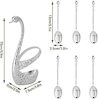 Vista 6 de LIZEALUCKY Juego de cucharas con soporte de base de cisne, 6 cucharas de postre, juego de cubiertos de postre, cucharas pequeñas delicadas