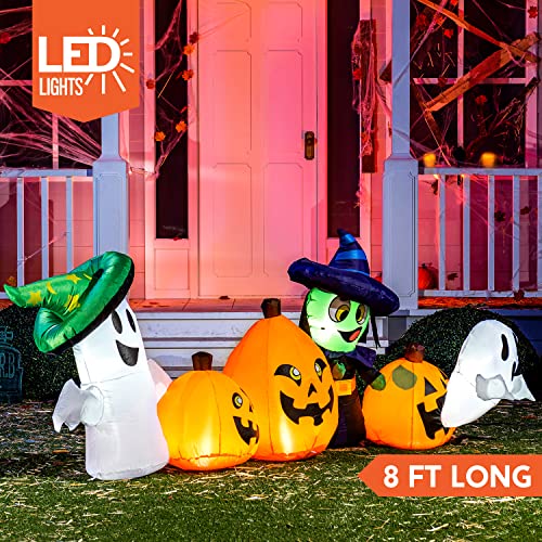 Joiedomi 8 Ft Long Halloween Inflatable Horizontal Inflatable Pumpkin And Characters Inflatable Ghost Yard Decoration With Build-In Leds Blow Up For Halloween Party, Outdoor Yard, Garden, Lawn Decor #TOP1