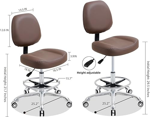 Miniatura 2 de Nazalus Silla de dibujo ajustable resistente con ruedas para oficina, hogar, escritorio, silla de gran tamaño