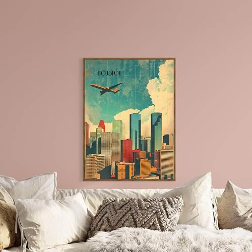 Miniatura 3 de Turnip Designs 8X10 sin marco Houston Texas Retro City Urbano Paisaje Arte Impresión Póster Ilustración Decoración del Hogar RC014