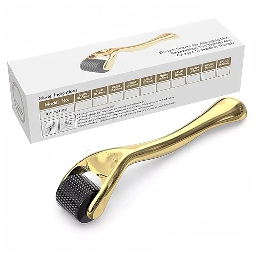 Derma Roller, Derma Microneedling Roller for Women and Men, Micro Needle Roller, Beard Roller for Skincare Includes Storage Case (0.25MM-Black) - 0.25MM-Black