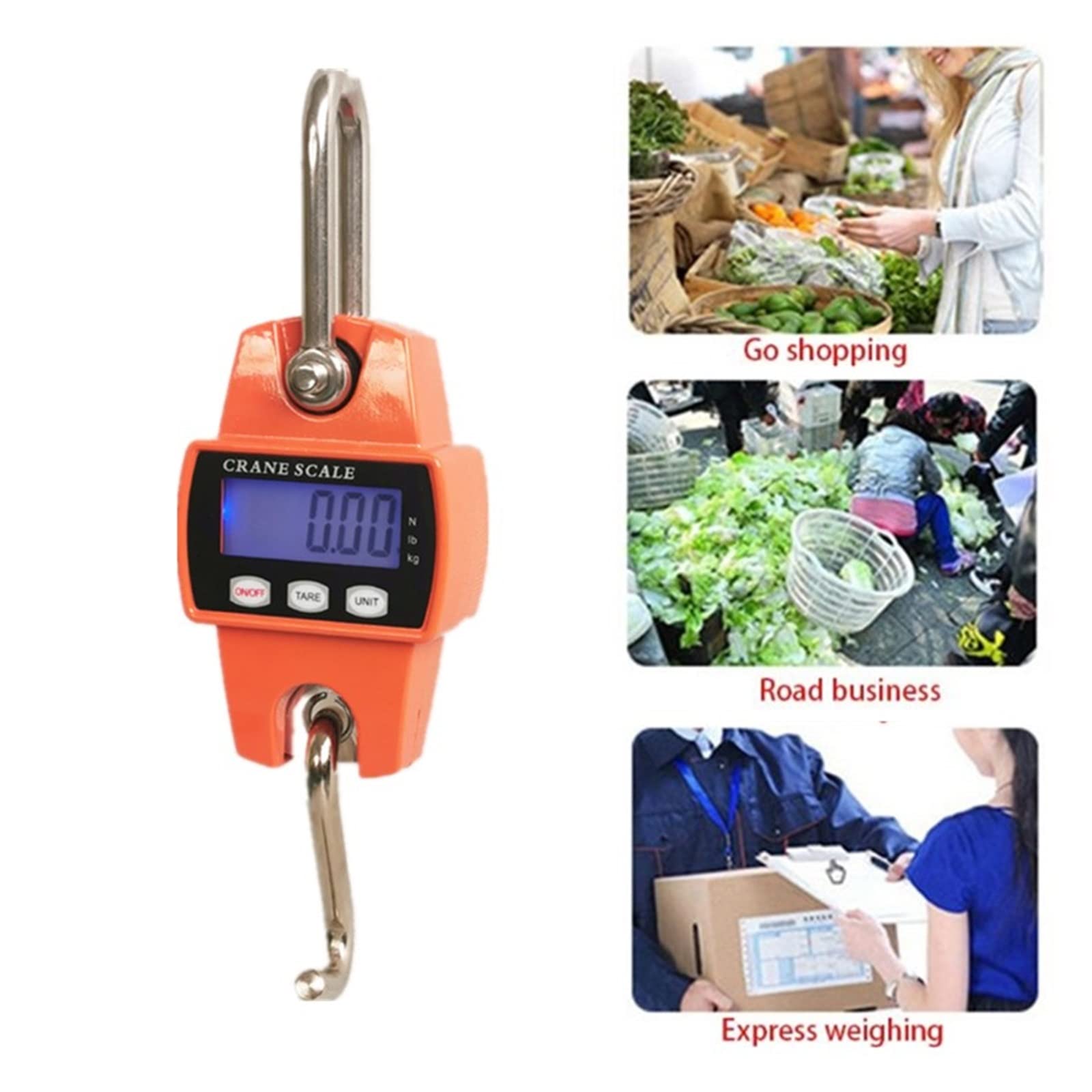 Bilancia for bagagli 300 kg Valigia portatile elettronica digitale da viaggio Pesa for bagagli Peso bilancia appeso con retroilluminazione(Oranje)