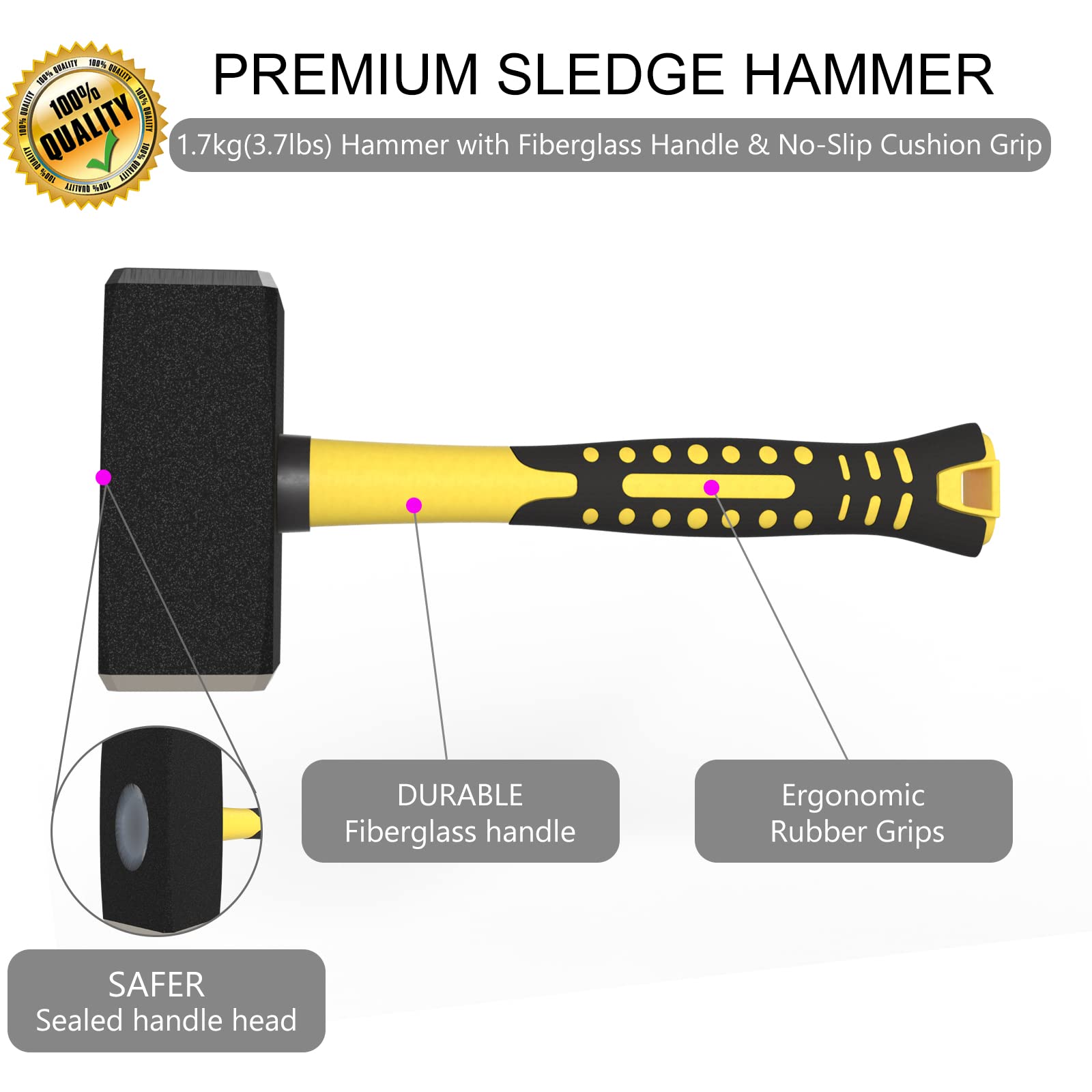 MANIOSHIYA Firewood Kindling Splitter ã€?XLã€‘ with Enlarged Openning & 3LBS Solid Sledge Hammer, Manual Kindling Splitting Wedge, Sturdy Portable Firewood Cutter, Splits Firewood Safely and Easily