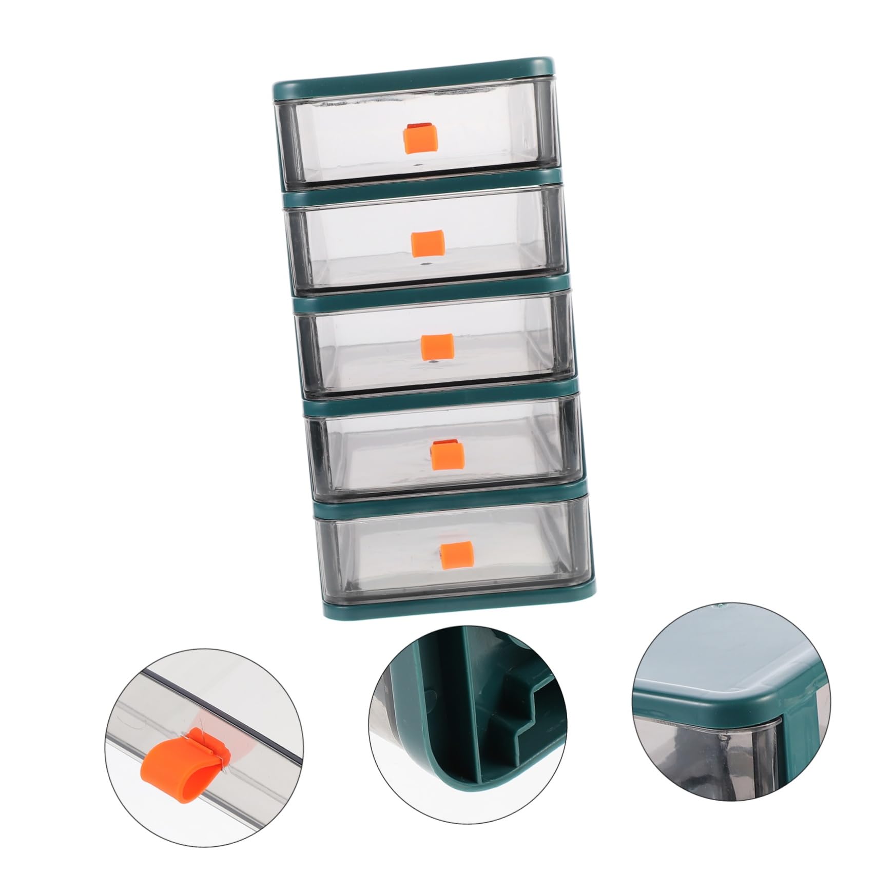 Caja de almacenamiento de plástico con 5 cajones para maquillaje, joyas y papelería de oficina