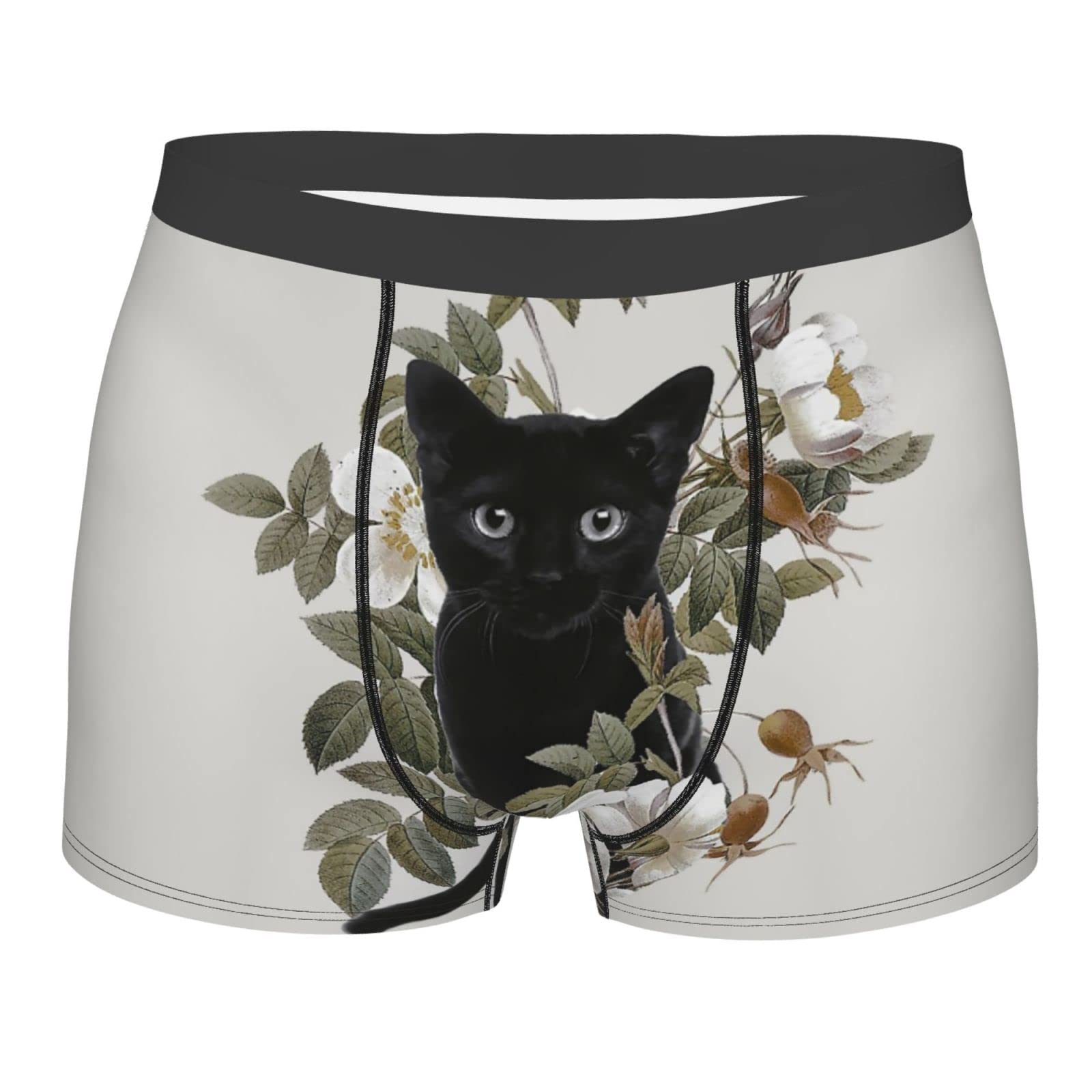 Amazon.co.jp: ボクサーパンツ メンズ 下着 花 黒猫 ネコ柄 猫柄