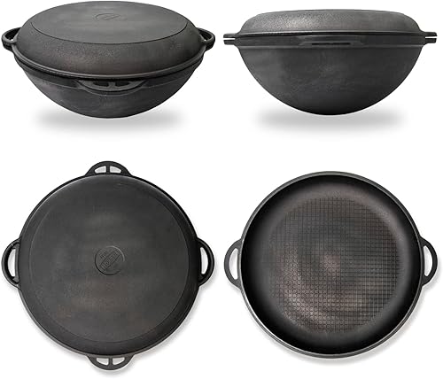 Miniatura 2 de Olla de horno holandés con tapa (18 cuartos de galón (17 litros), horno holandés de hierro fundido, juego de utensilios de cocina de hierro fundido,