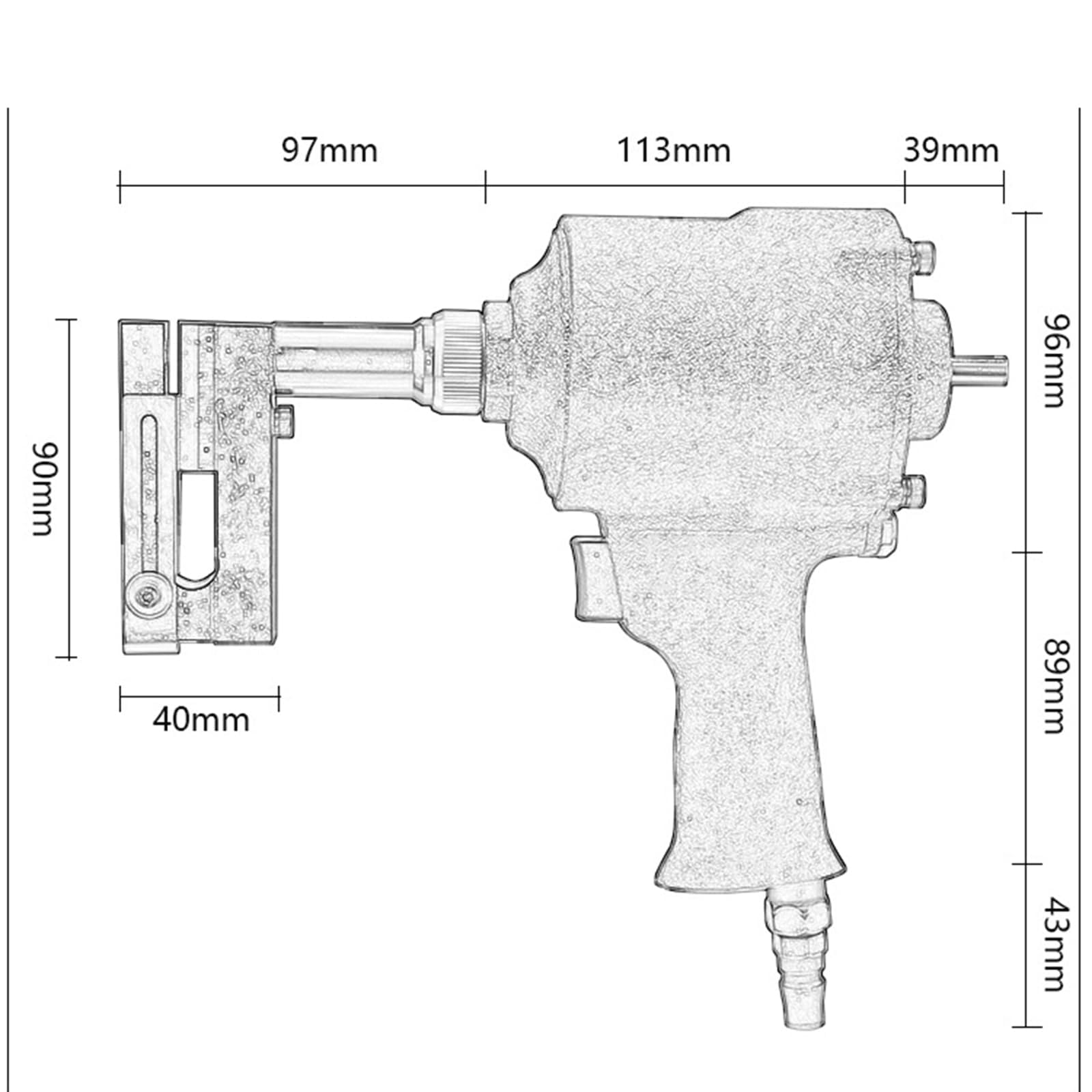 Dziurkacz pneumatyczny, przemysłowy dziurkacz powietrzny 3,2-13 mm, obrót głowicy zaciskowej o 360 °, regulowane marginesy, do drzwi i okien, fabryki, biura i domu (10mm)
