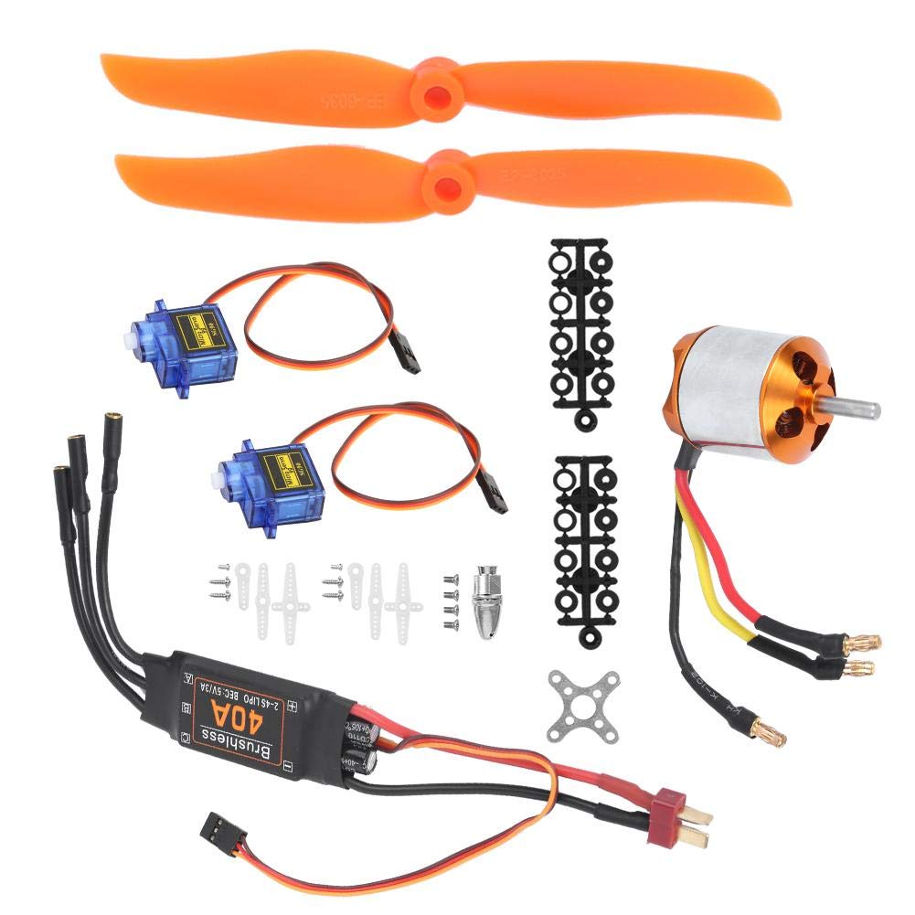 Dilwe Motor sin escobillas RC, 2300KV Motor sin escobillas 40A ESC SG90 9G Micro Servo 6035 Hélice compatible con avión RC (2300KV Motor 40A ESC SG90 9G Servo 6035 Hélice)