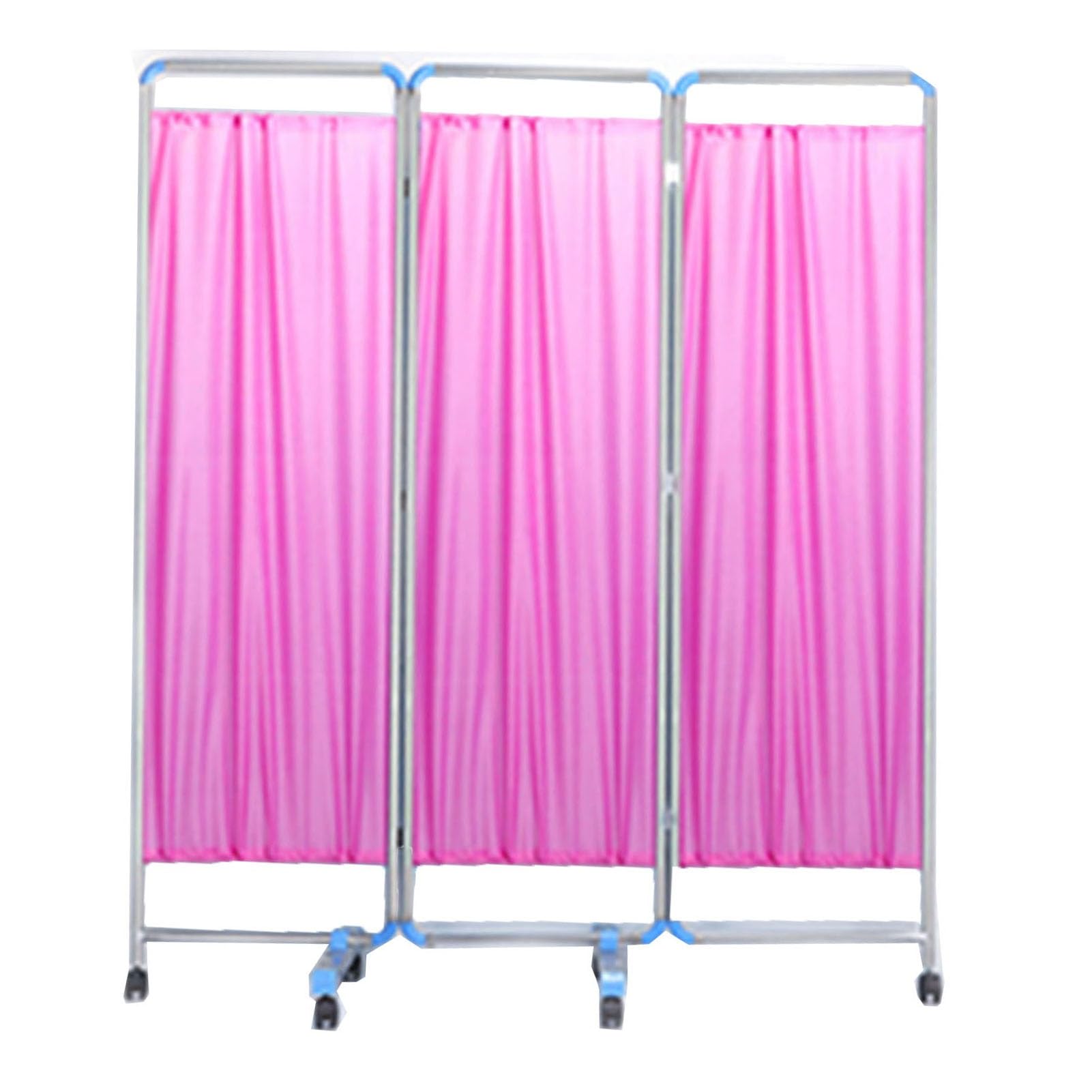 Cloison de séparation de pièce mobile pliable à 3 panneaux roses, paravent médical gain de place