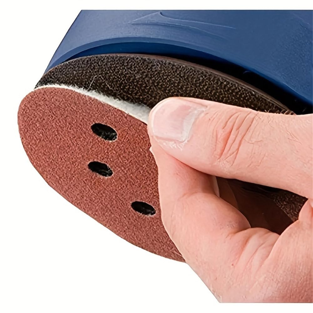 Juego de 100 Discos de Lija de 125 mm y 5 Pulgadas, con 8 Agujeros, Papel de Lija con Velcro para Herramientas de Pulido, 125 mm, 100 Unidades