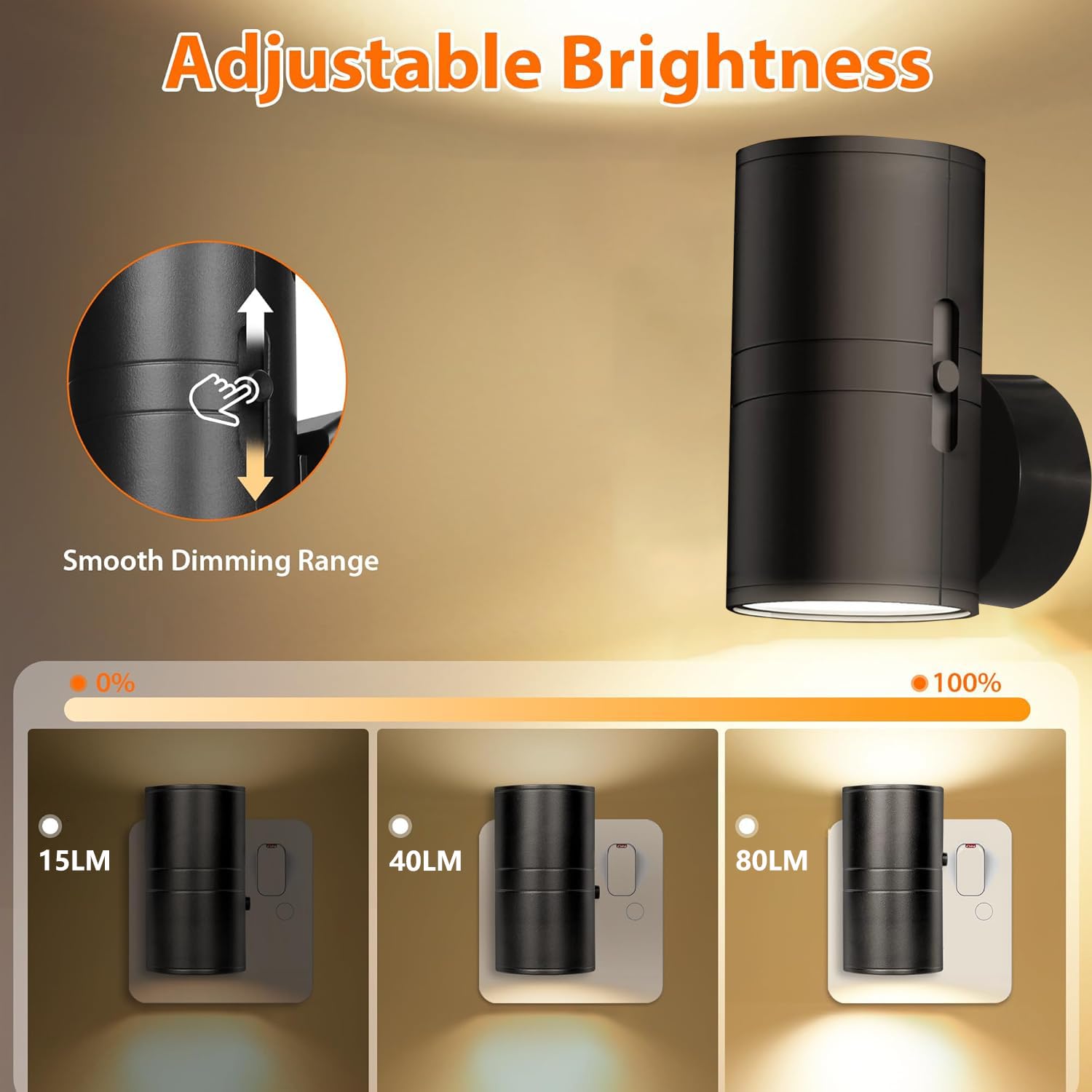 LED Night Light Plug in Wall, 2 Pack Modern Night Light with Dusk to Dawn Sensor, Adjustable Brightness 0-80LM, 3000K Warm White Dimmable Night Lights for Hallway Bedroom Stair Bathroom Toddler - Image 4