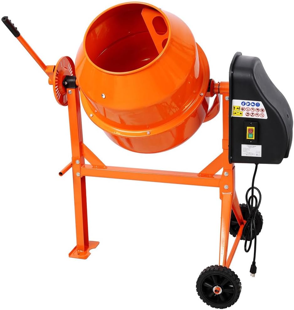 4.2 Cubic Ft Electric Cement Mixer, Heavy Duty Portable Concrete Mixer Machine,Wheelbarrow Cement Mixing Tools for Mortar, Stucco, Seeds and Fodder
