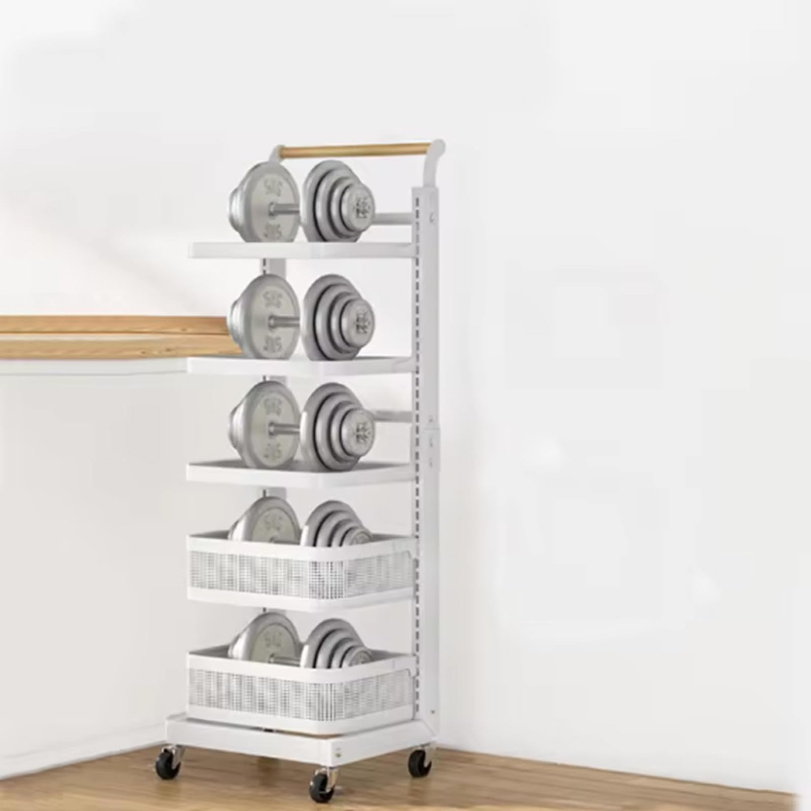Scaffale per microonde bianco con ruote, scaffale da cucina e tagliere, multifunzione, per piccoli spazi, nero, 4 tavole incluse