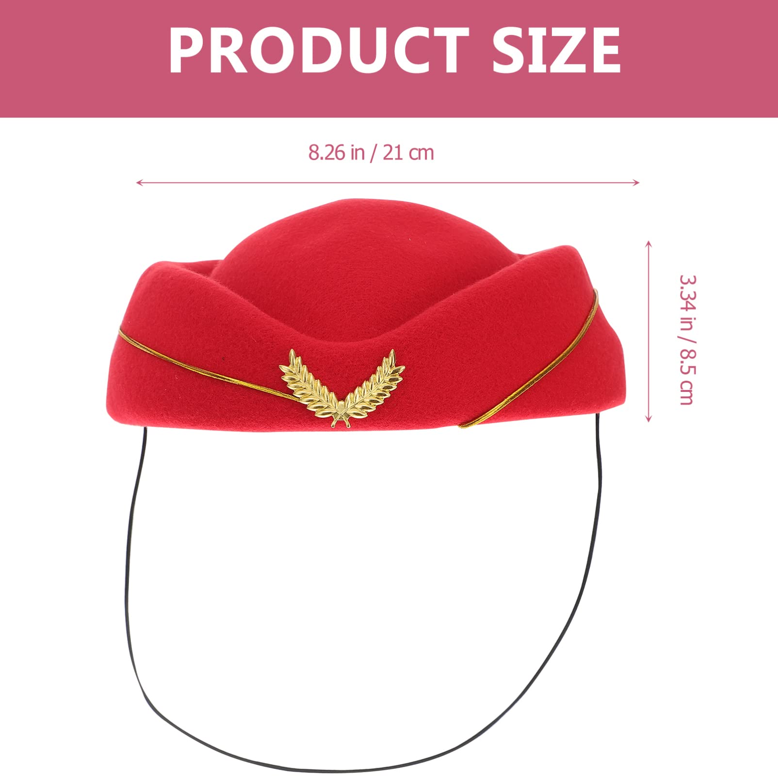 GALPADA Lot De 4 Chapeaux Élégants Rouges pour Hôtesse De Lair avec Trou pour Queue De Cheval pour Soirée Costumée Ou Scène