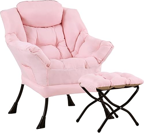 Silla perezosa con otomana, silla de descanso moderna y grande con reposabrazos y reposapiés, silla de lectura con otomana, silla de sofá de ocio