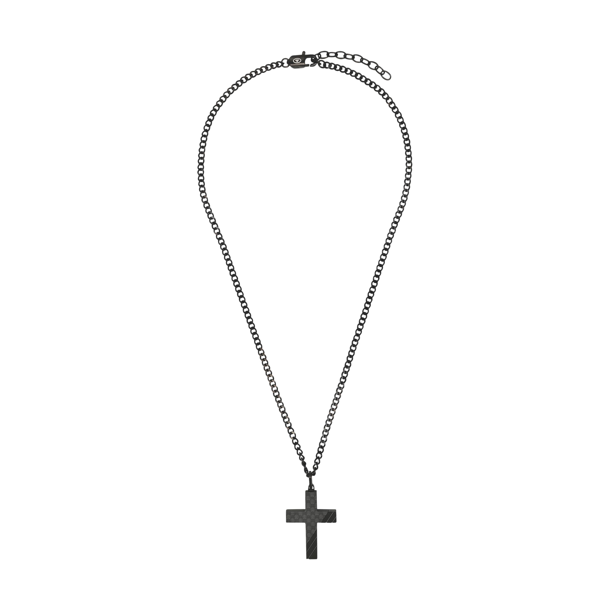 Tom Tailor Kette mit Anhänger für Herren, Edelstahl, 50+5 cm, schwarz, Kreuz-Anhänger, Geschenkidee, Halsschmuck, Herrenschmuck, 2100637