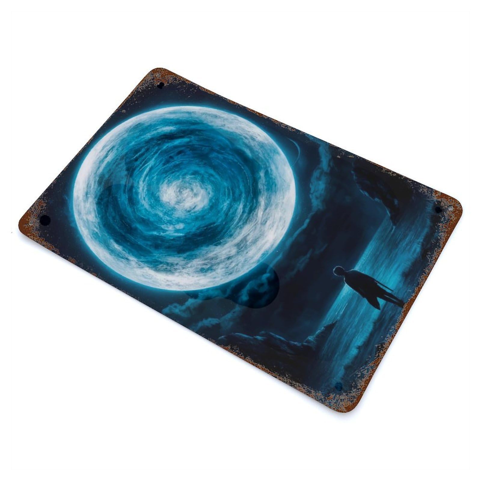 The Lunar Vortex Explorer Rust Effect Tin Sign 11.8"x7.9", Industrial Home Decor for Garage, Bar And Workshop Decor