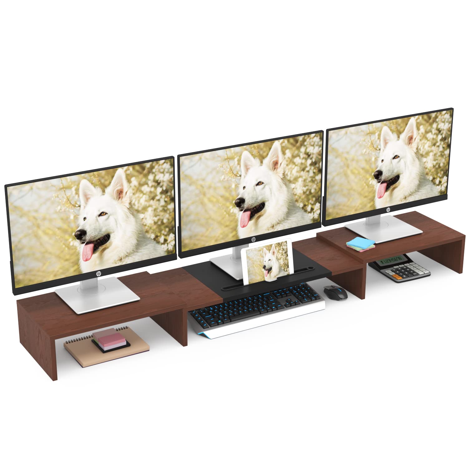 Buy WESTREE Triple Dual Monitor Stand Riser,Extra Long Monitor Stand