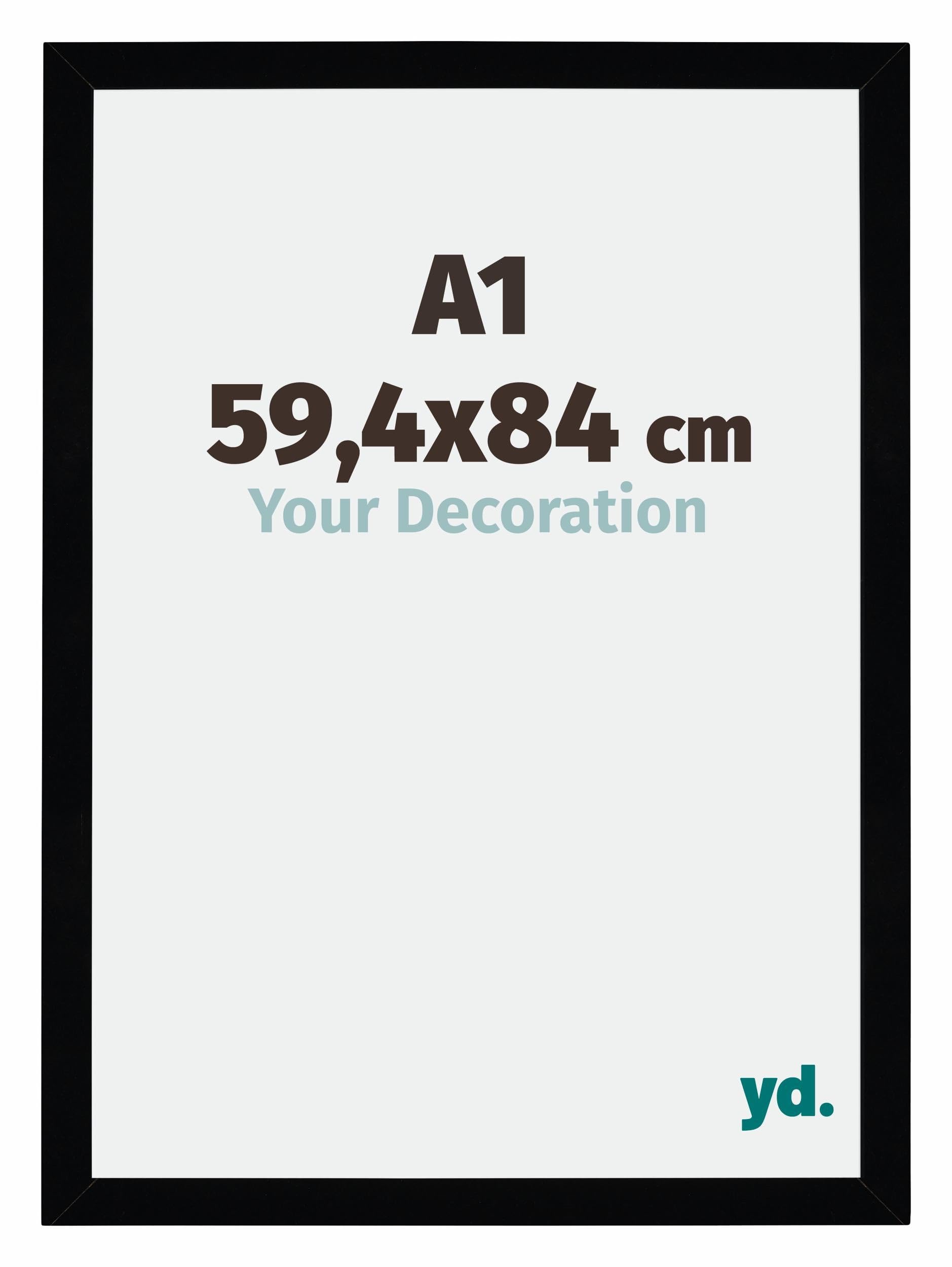 Your Decoration - Picture Frame A1 59,4x84 cm - Black High Gloss - Decorative Wall Frame in MDF with Antireflection - Frame A1 59,4x84 - Mura