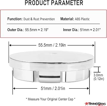 RTrhinotuning 55.5mm Wheel Center Caps Compatible with Fabia Citigo Lada Vesta 5JA 601 151A, OD: 2.19(55.5 mm) ID: 2.01(51 mm) Chrome Rim Caps