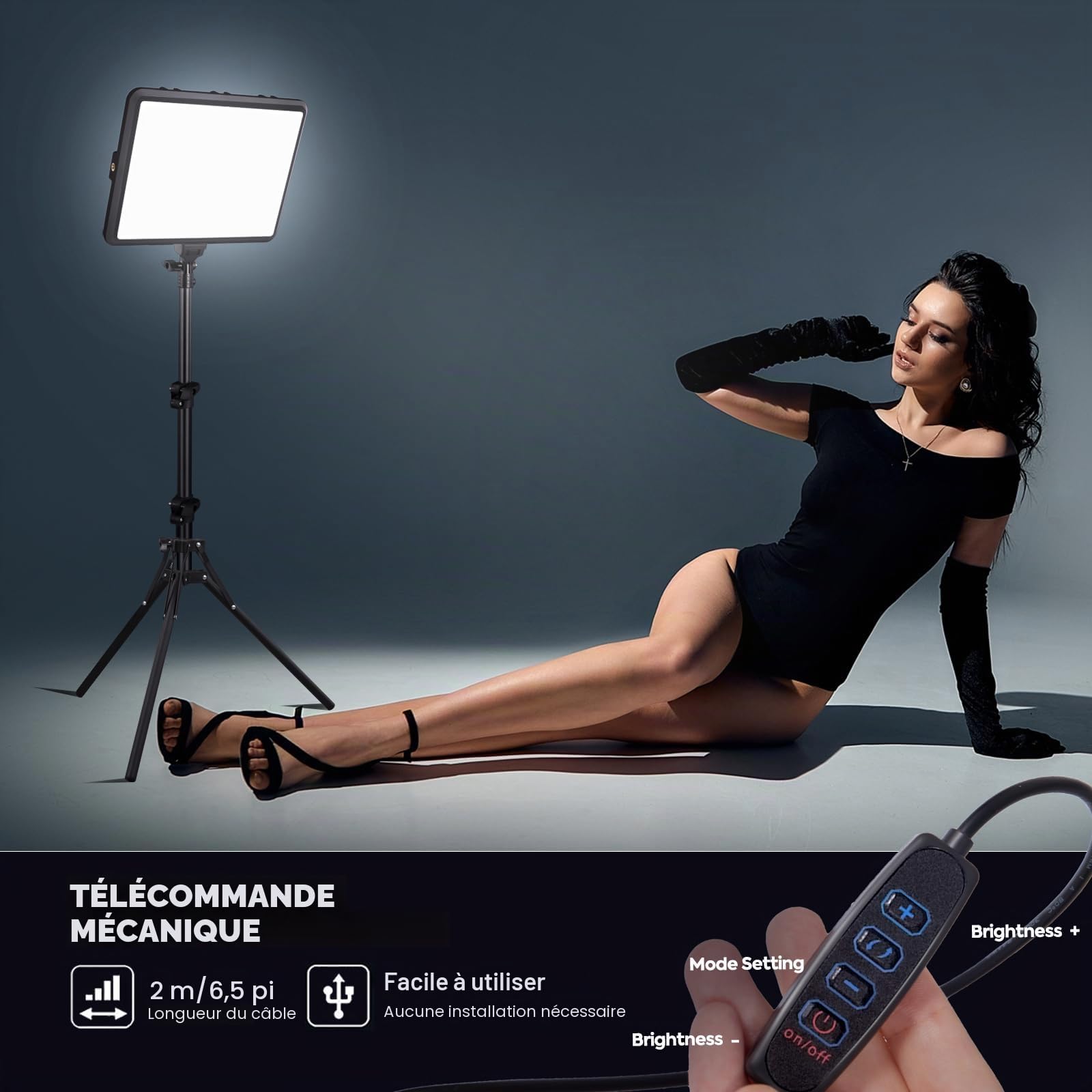 NiceVeedi Éclairage de Photographie 25 W, kit de 2 Panneaux vidéo LED de 185 cm, 2900-7000 K à intensité Variable avec trépied, lumière de Diffusion pour Enregistrement vidéo Youtube/TikTok Live (25W)