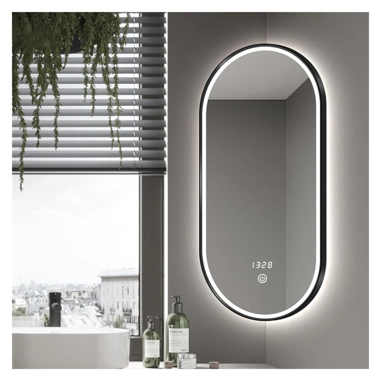 BTZHY Espejos de Baño Espejo de baño de Cuerpo Completo de 20 x 32 Pulgadas, Espejo de tocador Grande antivaho, Espejo de Maquillaje con Aumento, luz LED Ajustable de 3 Colores, para baño