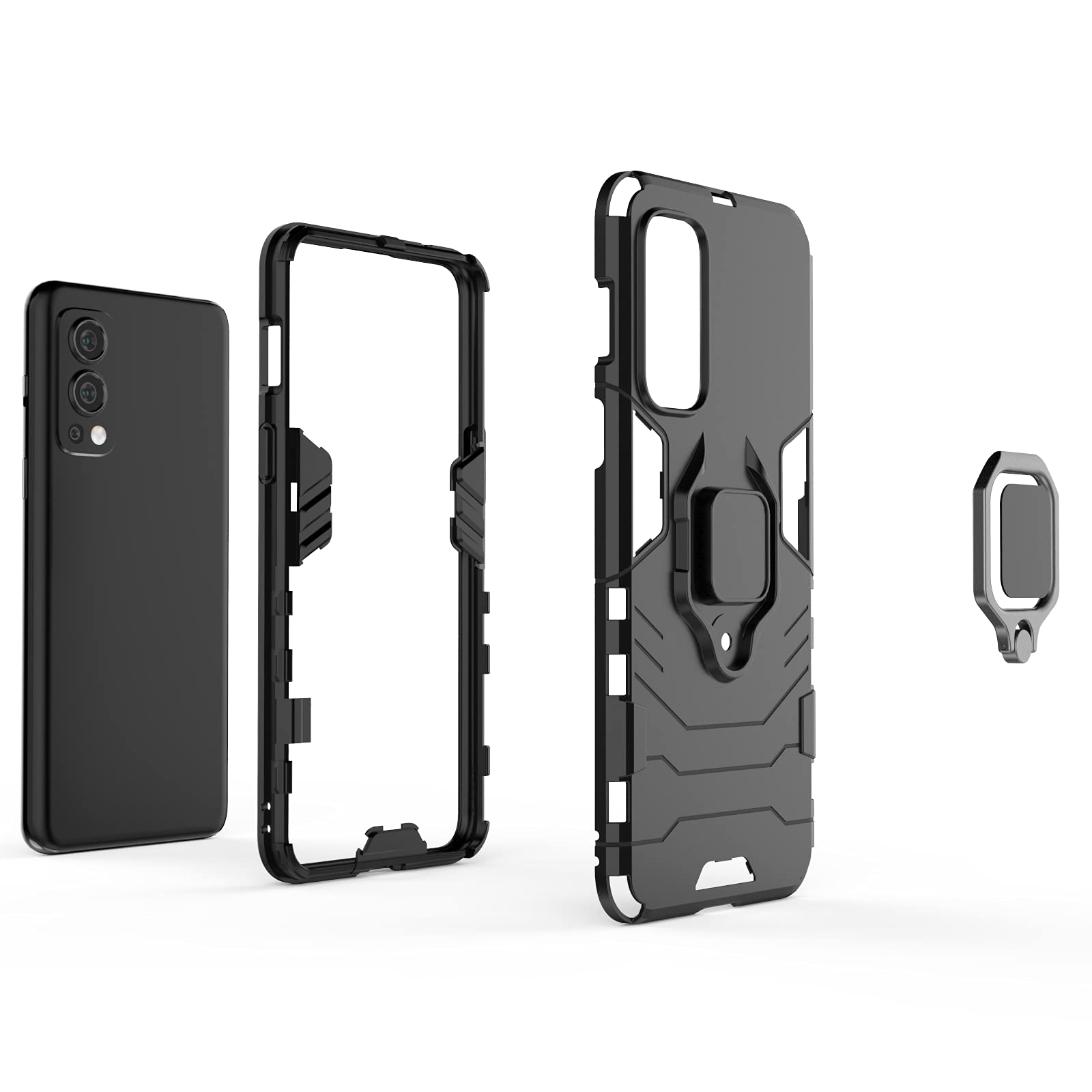 BAIDIYU Cover OnePlus Nord 2 5G – Custodia Doppio Strato TPU+PC Con Staffa Integrata, Verde