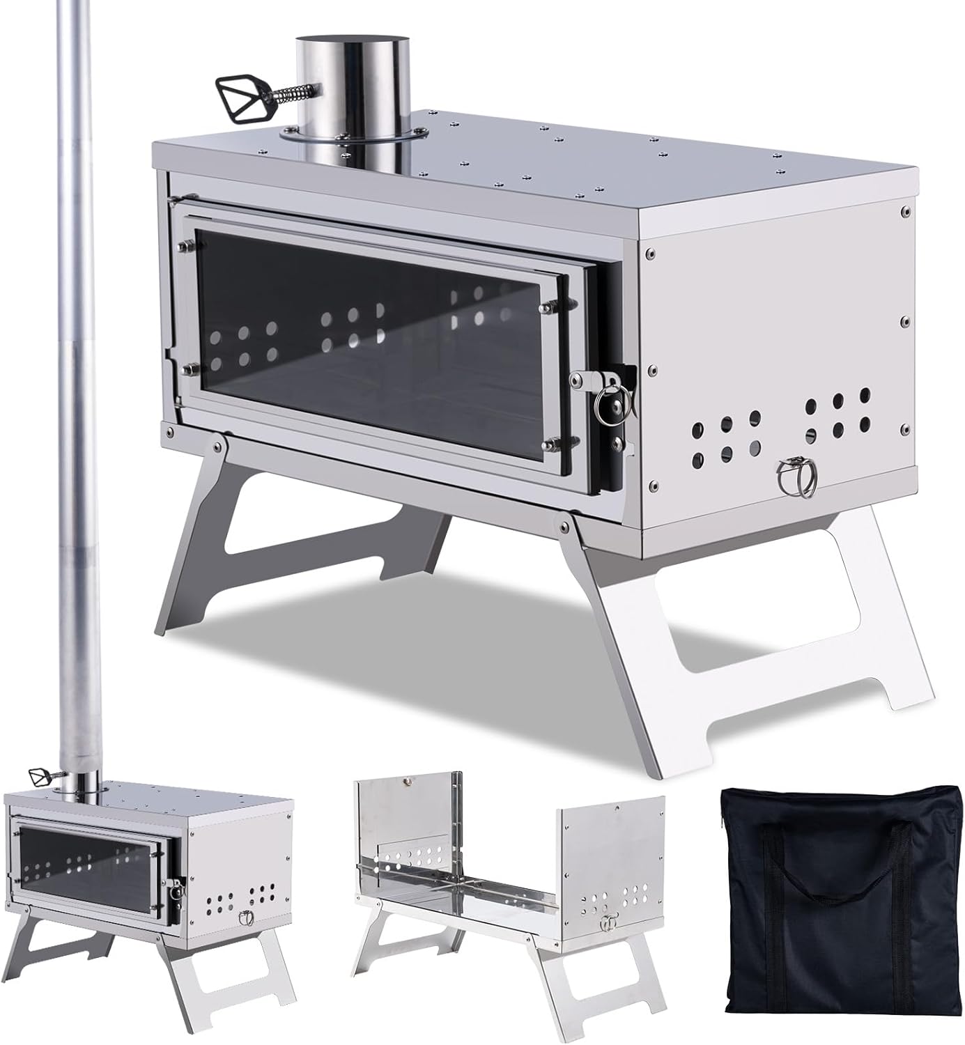 材質タイプ:ステンレス鋼】ZENPAD 卓上ミニ薪ストーブ キャンプ