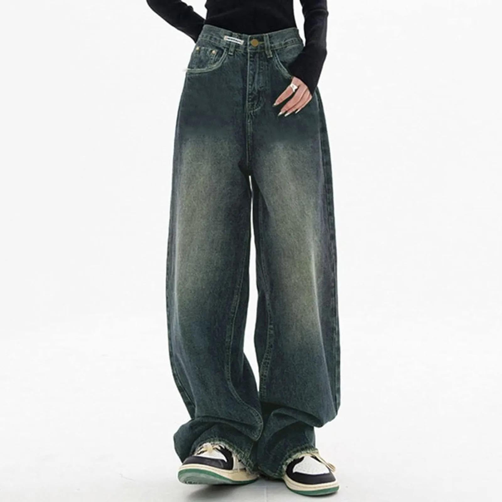 SiVaji Jean Jeans Damen Hose Jeanshose Female Womenfrauen Baggy Jeans Hosen Mädchen Vintage Denim Loose XXXXL Blau